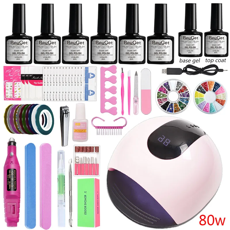 Маникюрный набор на выбор 6 цветов Гель лак основа верхнее покрытие наборы для