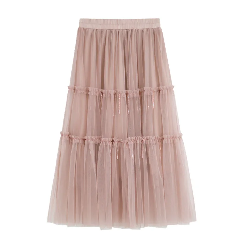 Женская фатиновая юбка с бусинами бальная Лоскутная 4 цвета на выбор весна