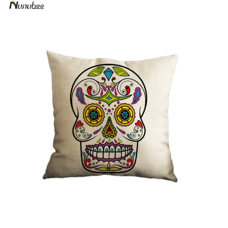 Цветок в стиле панк Мексика череп хлопок белье Чехлы для подушек стул и сзади