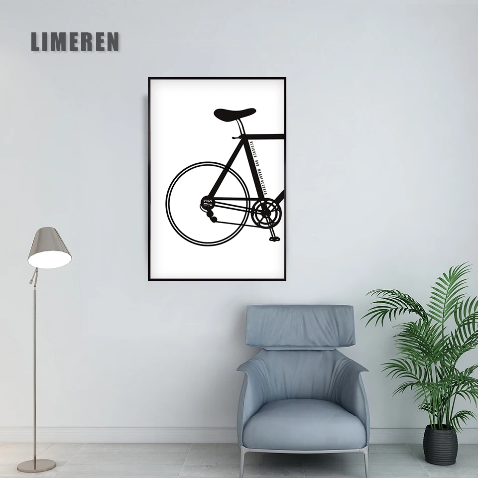 Картина на холсте с изображением велосипеда постер черно белый натюрморт