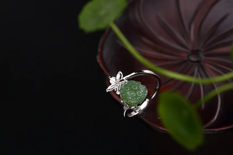 KJJEAXCMY boutique jewelry S925 Sterling Silver Antique inlaid and jade white rose lady's open ring finger | Украшения и