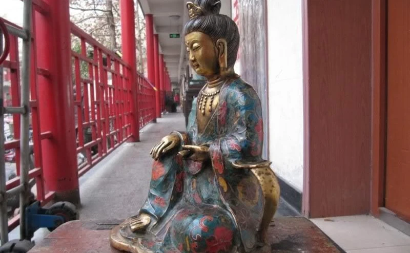 Тибет Народная Бронзовый перегородчатые Gild писание Книги свобода Кван Инь