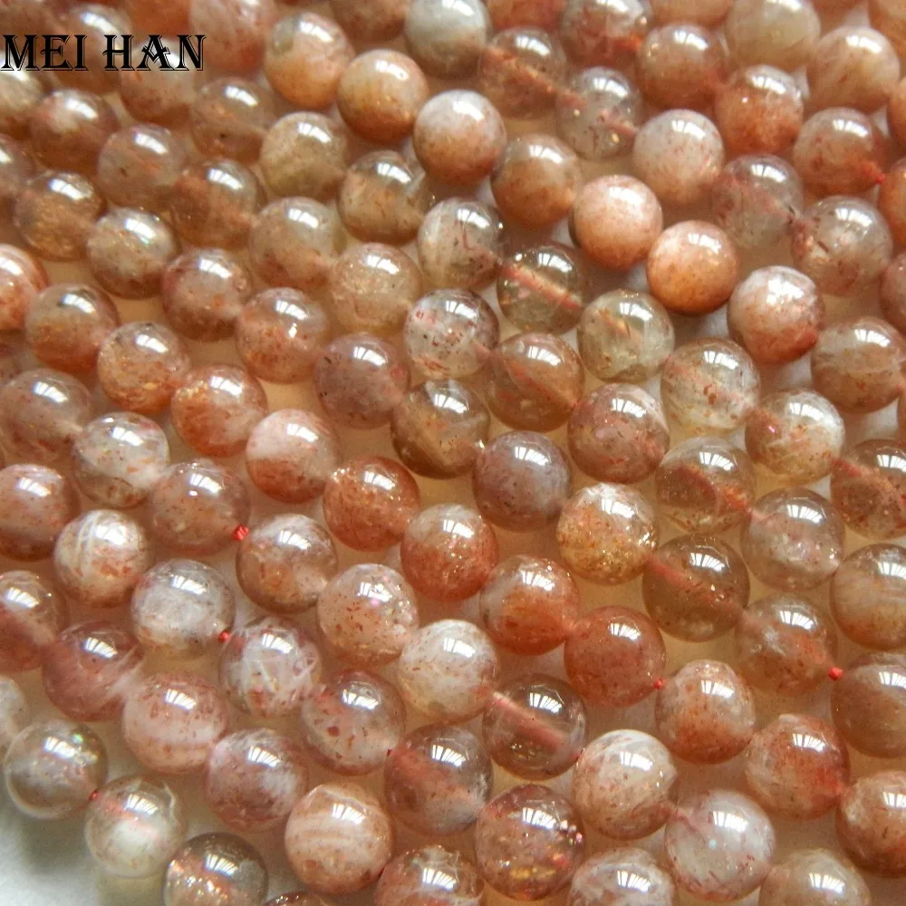 Meihan(48 бусины/Набор/35g) парик из натуральных волос 8 мм Бразилия золотые sunstone бусины Кристальные, круглой формы для ожерелий, "сделай сам" для изготовления