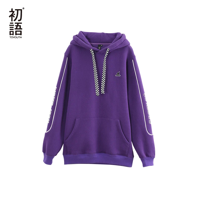 Toyouth Женские топы с длинными рукавами дамы корейский фиолетовый кофты oversize-худи одежда Mujer Зимние теплый пуловер Топ
