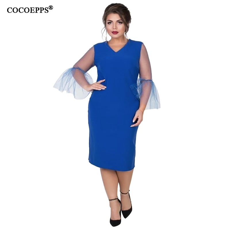Женское платье футляр COCOEPPS вечернее большого размера 5XL 6XL 2019|vestidos plus|long sleeve bodycon