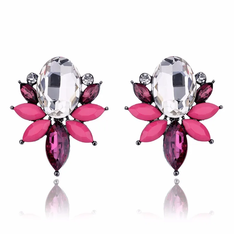 Серьги LUBOV с кристаллами и опаловым камнем серьги золотыми рыбками для пирсинга