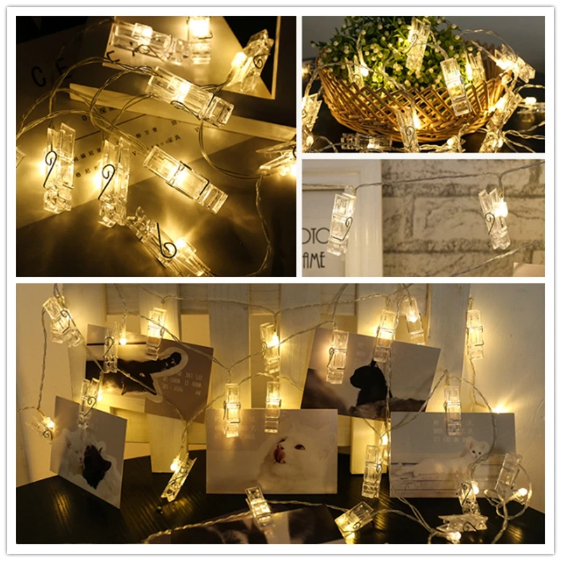 4 2 м 40LED гирлянды фото клип DIY декоративные огни для рождественской вечеринки