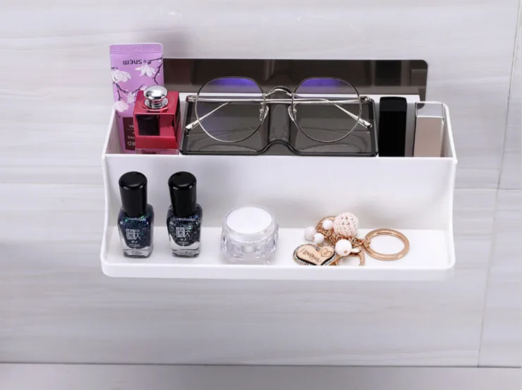 

Wall-mounted Bathroom Glasses Storage Rack for Earrings Jewelry Women's Simple Watch Nail Polish Bottle Tray Storage Box