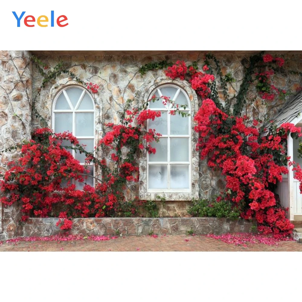 

Yeele Retro Brick Wall Backdrops Flowers Windows Portrait Photography Background Photographic Backdrop For Photo Studio