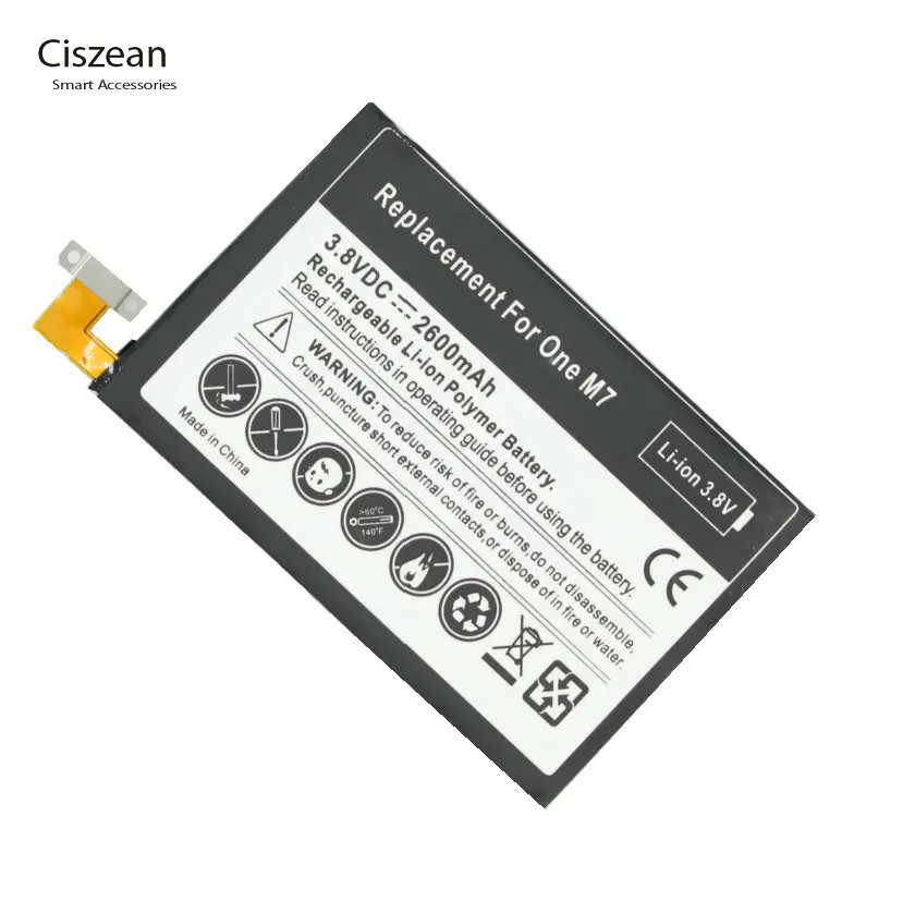 Сменный литий-полимерный аккумулятор Ciszean 1x2600 мАч для HTC One M7 801E 801S 801N 802D 802W 802T BN07100