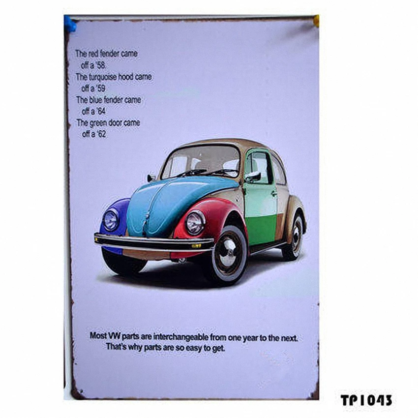 Винтажная металлическая картина &quotVW Classic Cars&quot оловянные знаки настенная