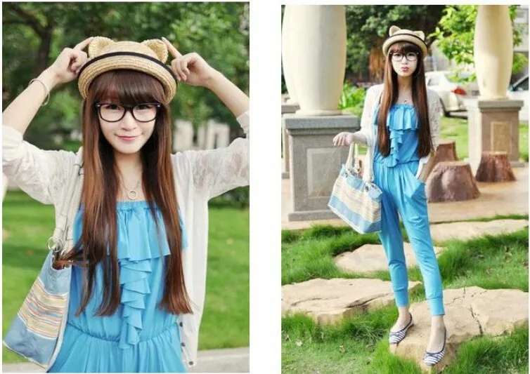 

Summer Straw Hat Cap Cat Ears Hand-woven Straw adult/kids 5pcs/lot wholesales