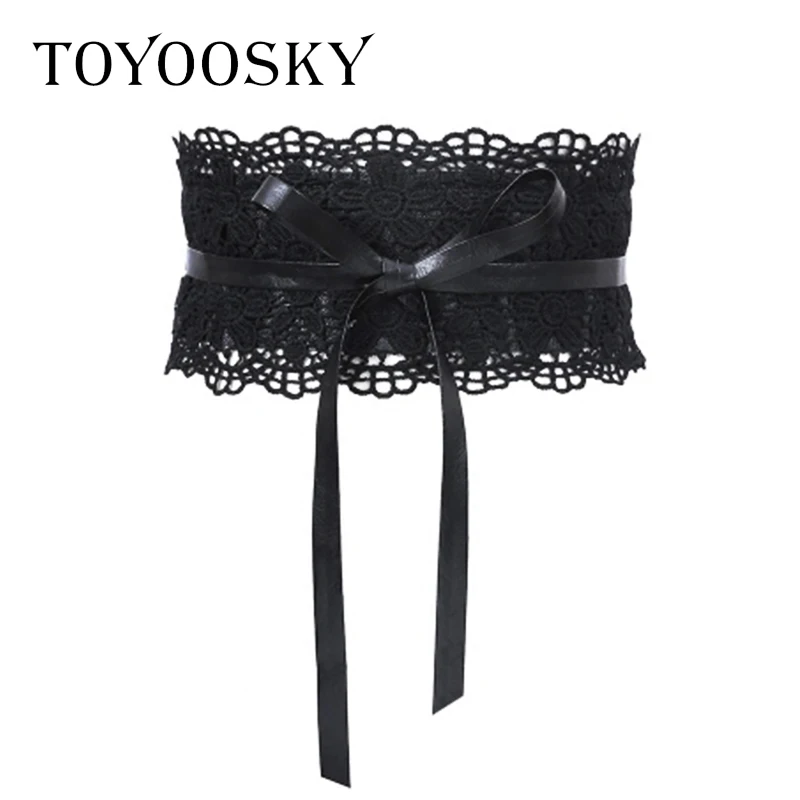2018 Новое поступление роскошный женский винтажный черный кружевной широкий пояс