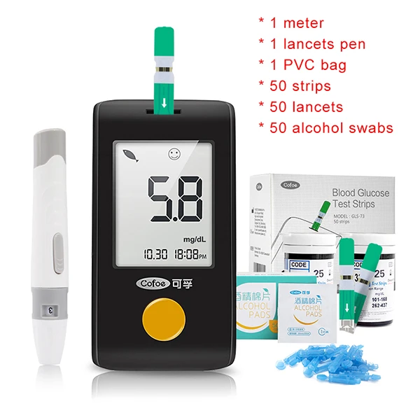meter with 50 strips Cofoe YiLing медицинский глюкометр мг/дл бытовой монитор здоровья диабет Glm монитор сахара в крови и тест-полоска - Цвет: meter with 50 strips