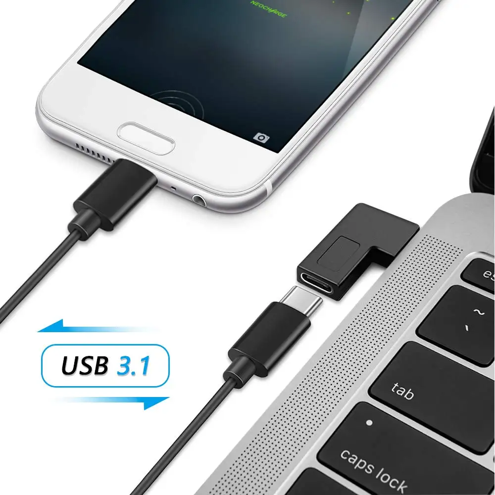 Адаптер-преобразователь USB 3 1 Type C Male-Female шт. 90 градусов правый угол переходник на