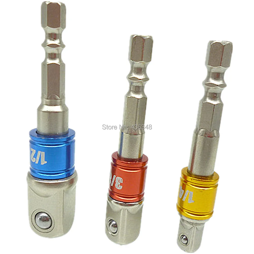 3x Socket Bit Adapter Adaptor Drill Nut Driver Power Extension Bar Set Impact Driver/drill 1/4" 3/8" 1/2" With Fixed Collar Ring |