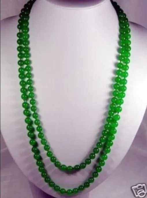 

8mm natural green gem beads Necklace 36"