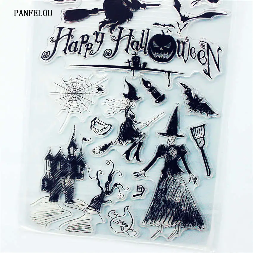 Прозрачный силиконовый штамп PANFELOU Flying witch/печать для DIY скрапбукинга/фотоальбома