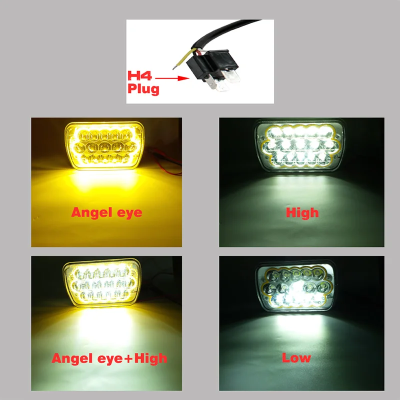 GZZONO 1 pcs 45w Rectangle Multi-Color HALO DRL Led 5*7 Inch Hi/Low Head Lights Sealed Beam Driving Light Trucks Lamp |