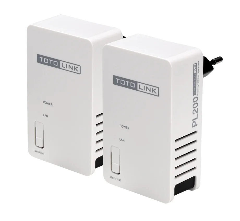 TOTOLINK PL200 Комплект 200 Мбит/с Powerline Ethernet адаптер, охват до 300 метров, HomePlug AV Ethernet мост, Plug and Play