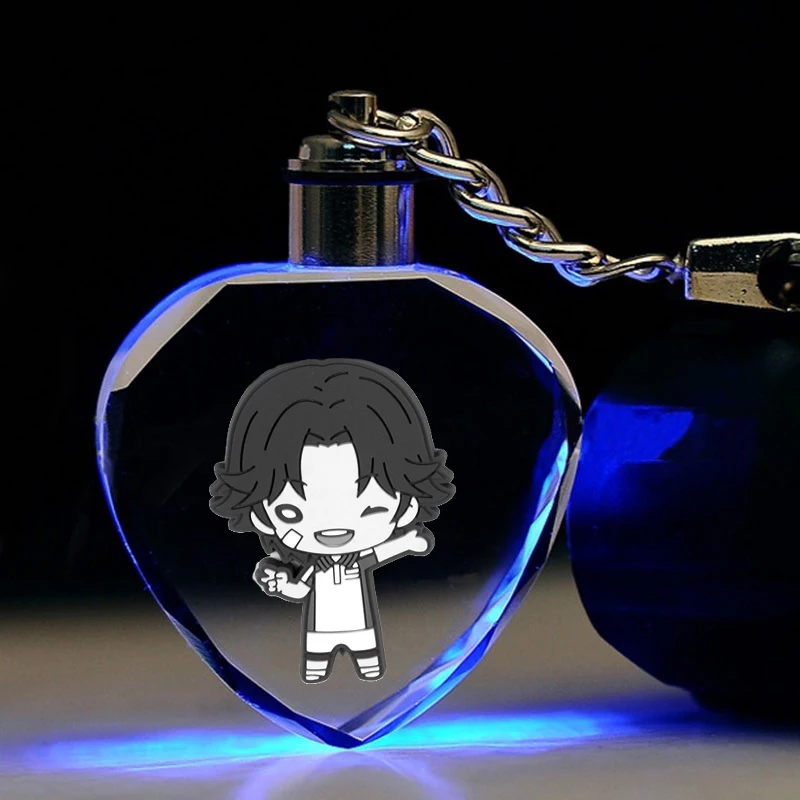 Ключница Prince of Tennis Oishi в виде сердца с логотипом аниме и светодиодным кристаллическим фигурным брелоком - подарок на Рождество.