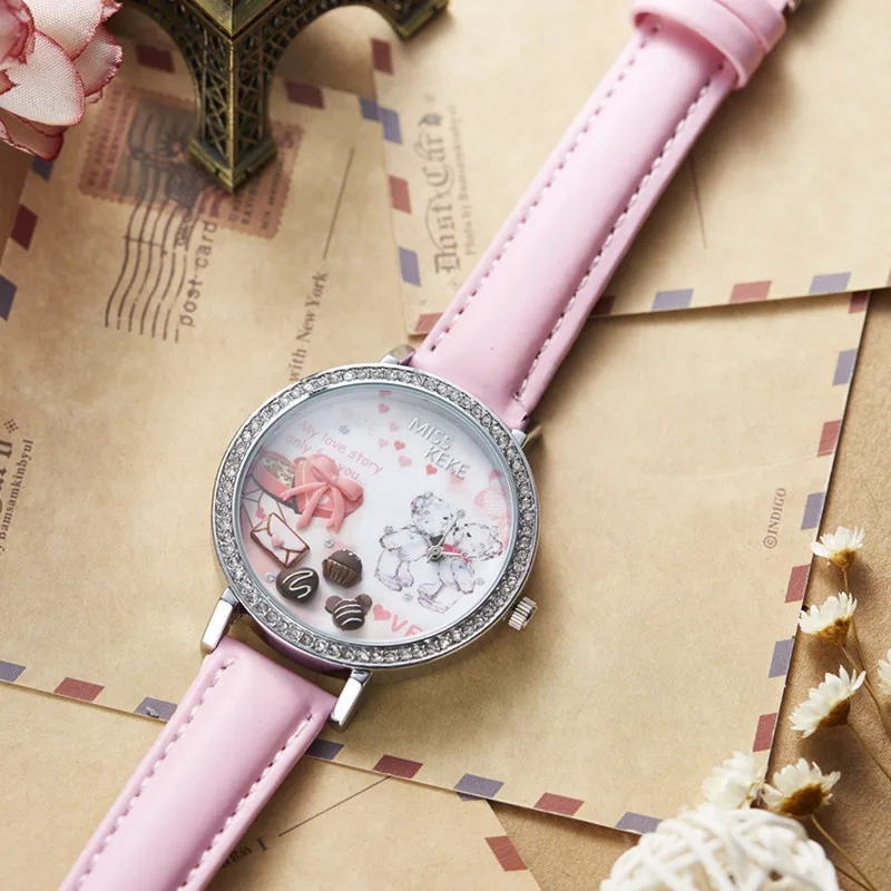 Relojes Mujer Miss Keke 3d глина милый Мини Мир горный хрусталь часы дамы девушка прекрасный