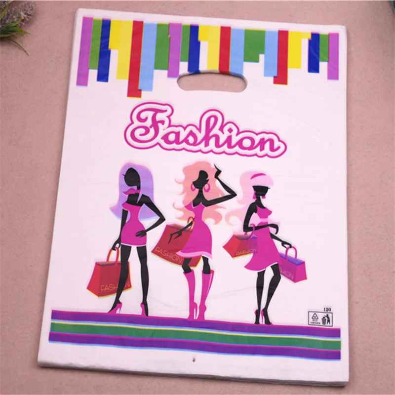 

New Design Hot Sale Wholesale 100pcs/lot 30*40cm Large Luxury Fashion Plastic Christmas Packaging Gift Bags For Shopping