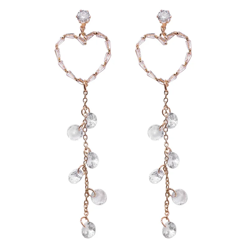 3pairs/lot Korean heart tassels Earrings retro temperament simple peach long earrings | Украшения и аксессуары