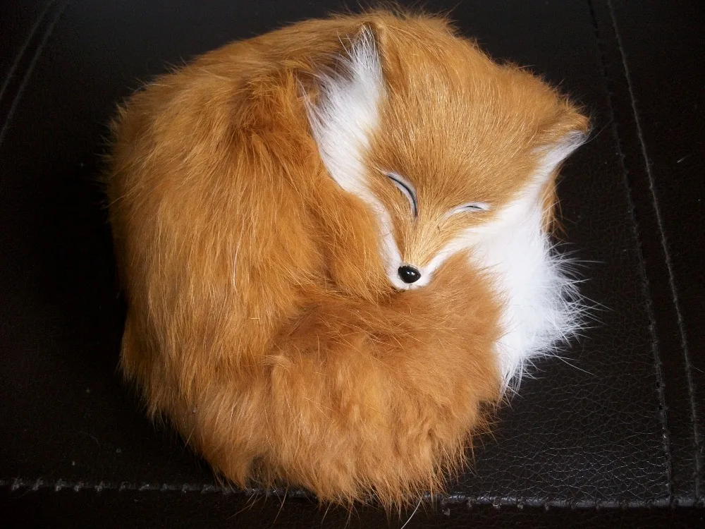 

small cute sleeping simulation fox toy yellow fox doll gift about 14cm