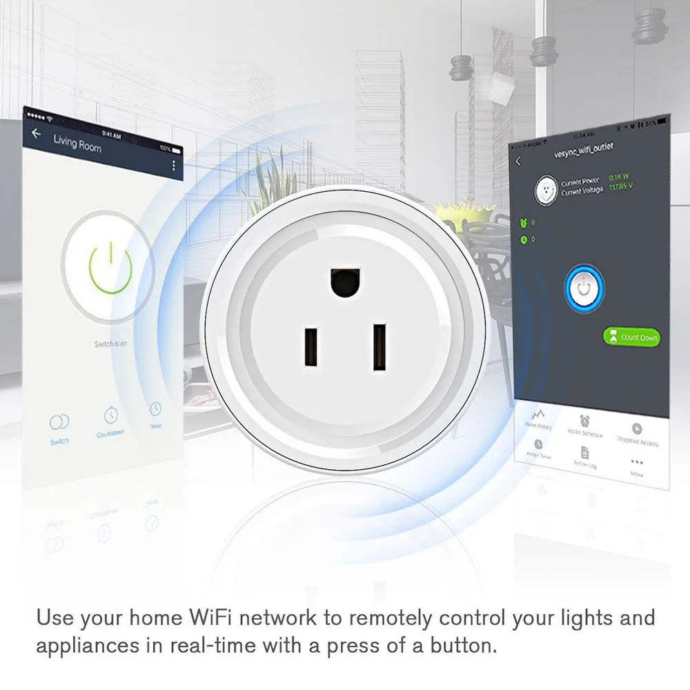 Умная настенная розетка для мониторинга мощности 2200 Вт Wi Fi Беспроводная домашний