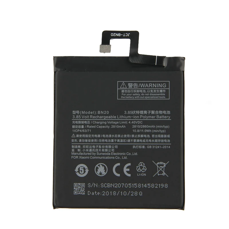 Оригинальный сменный аккумулятор BN20 2860 мАч для Xiaomi Mi 5C M5C Mi5C BN 20 Baterij Bateria сотовый