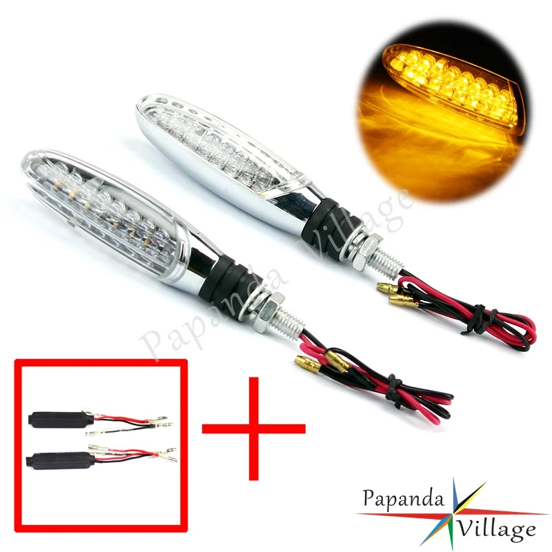 

Papanda мотоциклетная хромированная 12 В Светодиодная лампа указателя поворота с резисторами универсальная для Honda Suzuki Yamaha 8 мм отверстие обтек...