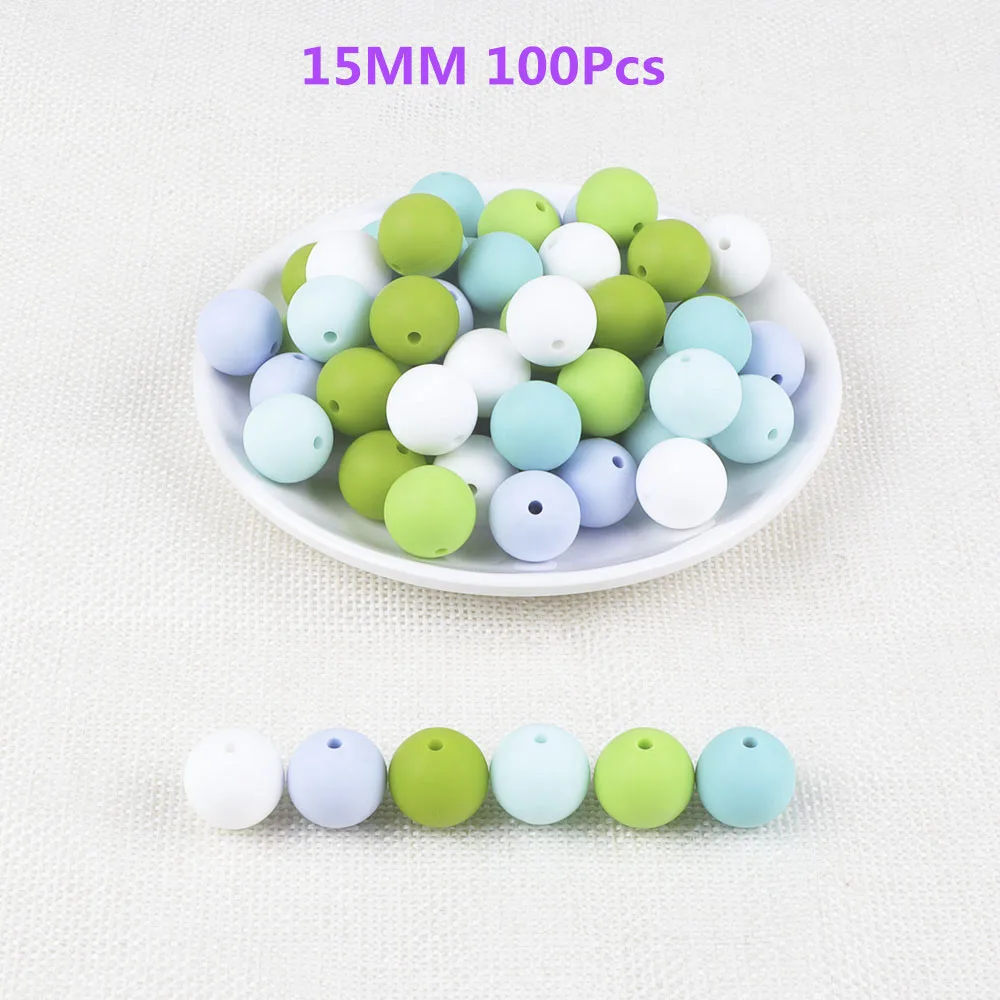 15mm-B BOBO. BOX, 100 шт./лот, силиконовые бусины, Детские Прорезыватели, 9/мм, Детские Прорезыватели для зубов, бусины для соски, цепочка, силиконовые прорезыватели, BPA бесплатно - Цвет: 15mm-B