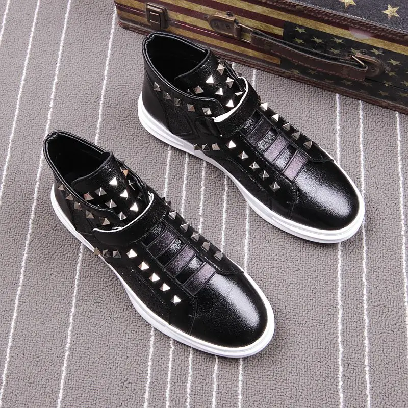 Мужские кожаные туфли CuddlyIIPanda повседневные на плоской подошве в стиле панк с