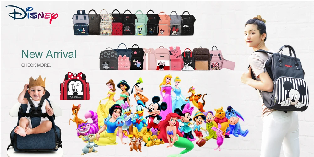 Disney мягкий подгузник сумки рюкзаки крючки для прогулочных колясок мама мультфильм изоляция рюкзак подгузник сумка для новорожденных с небольшой сумкой DPB31