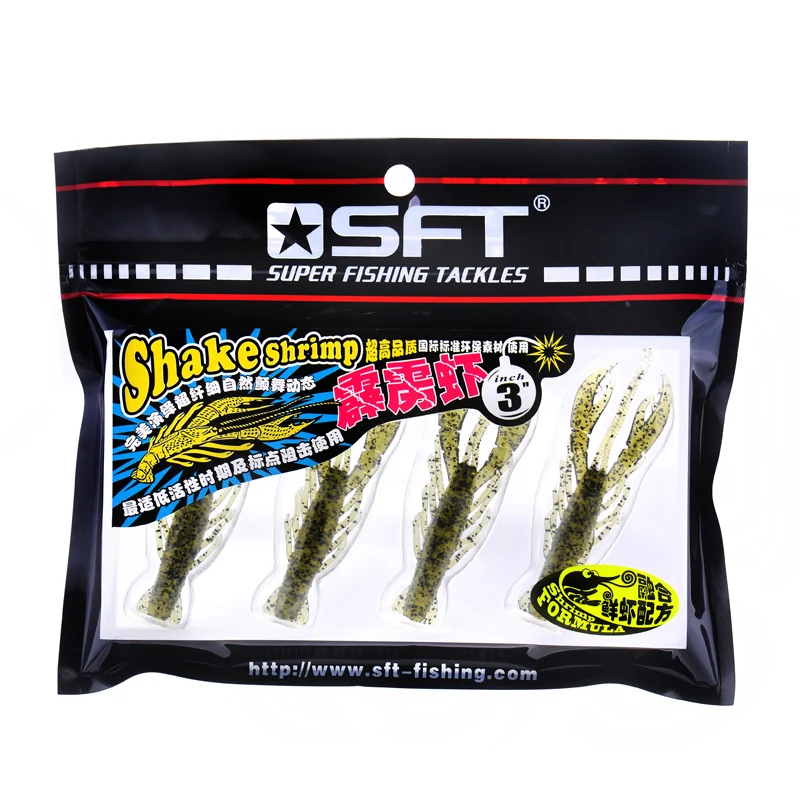 Роскошная серия бренда SFT мягкая рыболовная приманка с креветками 3 дюйма 4