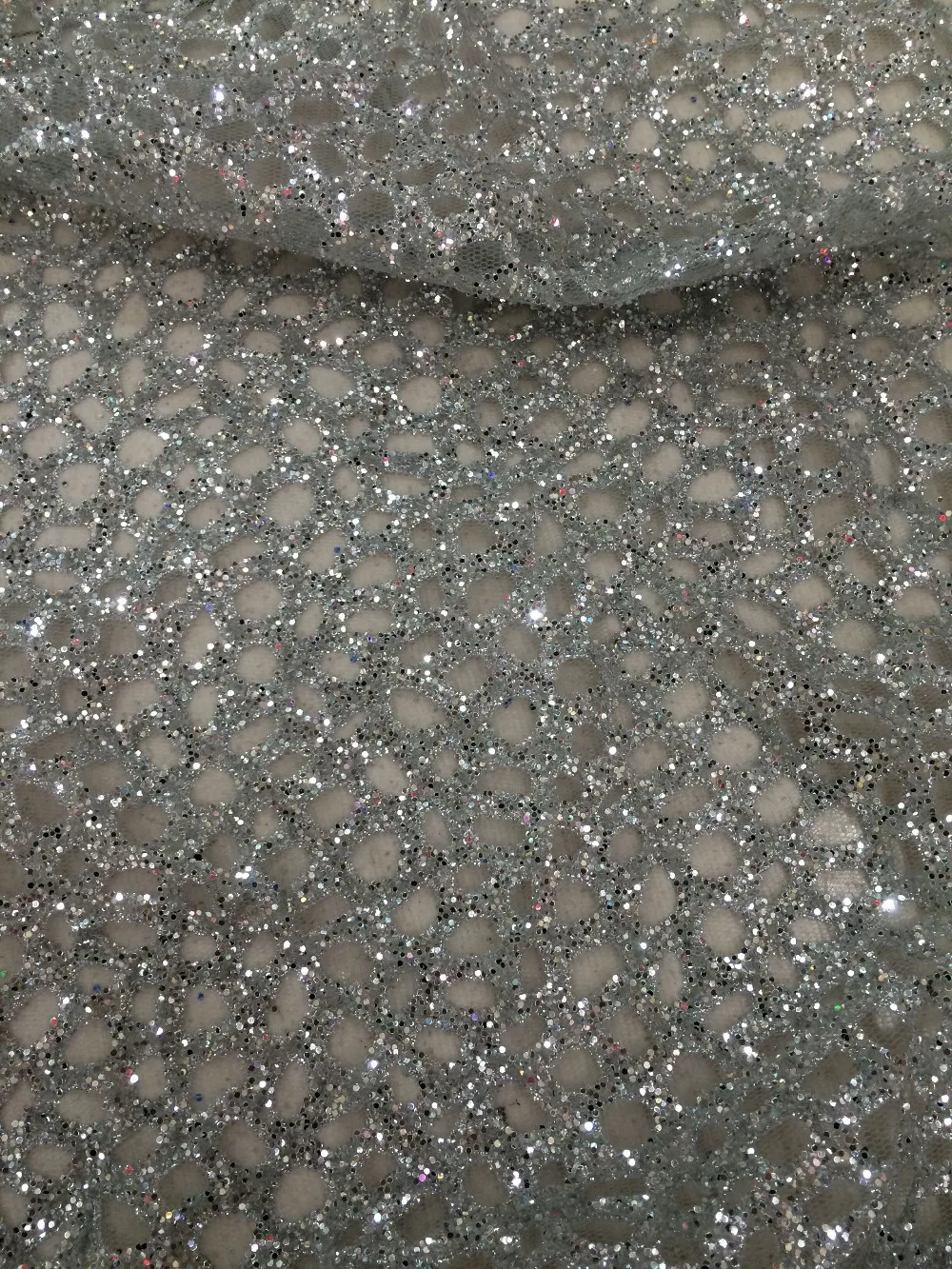 S-32813 shining glitter sequins glued on embroidery african tulle mesh fabric for wedding dress/evening dress ship by dhl | Дом и сад