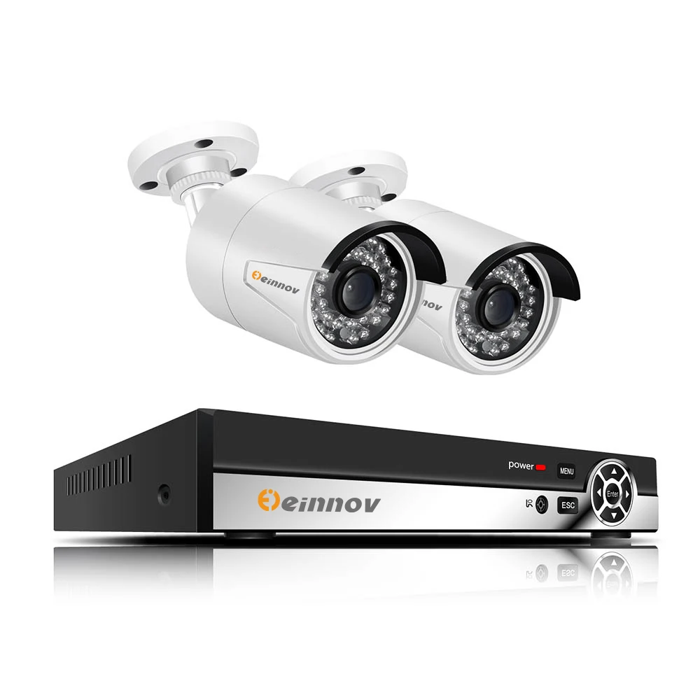 Einnov 4CH 5MP AHD DVR камера видео мониторинг наружного наблюдения комплект CCTV система камер домашней безопасности P2P ночное видение HD - Цвет: Черный