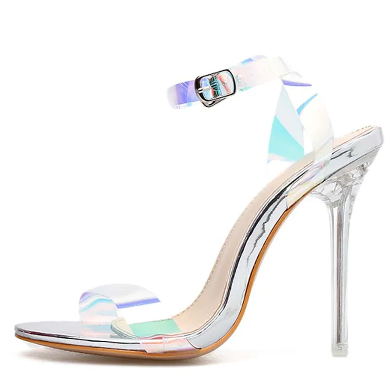 Новинка 2020 женские сандалии прозрачные из ПВХ летние на высоком каблуке с