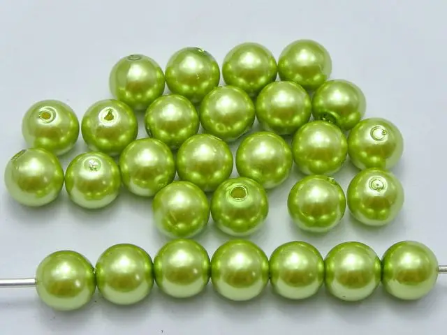 100 шт 10 мм Пластиковый искусственный жемчуг Круглые бусины зеленый | Украшения и