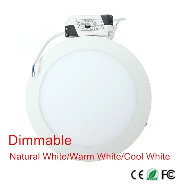 

20pcs Dimmable Ultra Thin Led Panel Downlight 3w 4w 6w 9w 12w 15w 25w Round Ceiling Recessed Spot Light AC85-265V Painel lamp