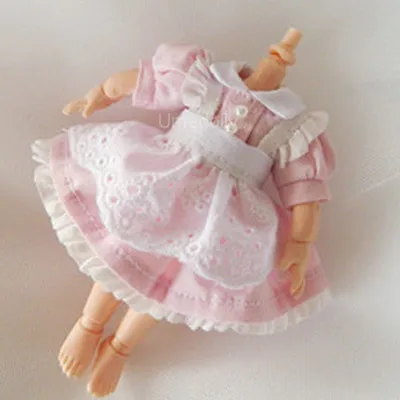 light pink dress Новое поступление 1 комплект милое платье горничной для OB11 одежды, 1/12 BJD, Obitsu 11 Аксессуары для куклы - Цвет: light pink dress