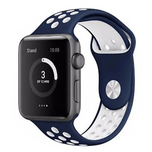dark blue white Ремешок для apple watch 42 мм 38 мм силиконовый браслет correa iwatch 5 4 3 2 44 мм 40 мм спортивный браслет pulseira аксессуары для apple watch - Цвет ремешка: dark blue white