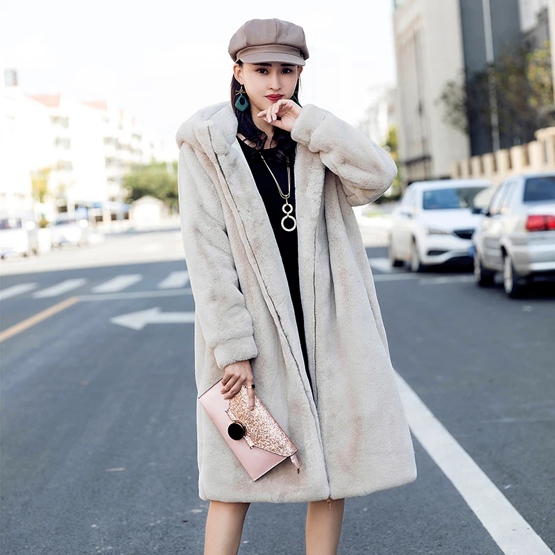 Зимнее женское длинное пальто из искусственного меха теплая куртка Женское