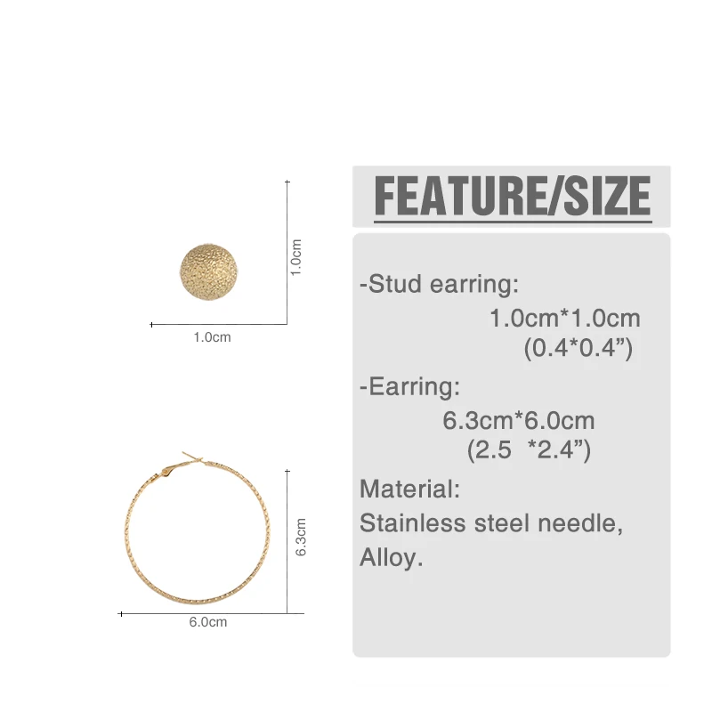 Punk Style Oversize Big Round Gold Hoop Earrings Set For Women Statement Jewelry Female Fashion Pearl Circle Earring ers-q45 | Украшения и