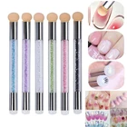 Стразы, ручка, губка, кисть для дизайна ногтей, силиконовые двухсторонние градиентные кисти, ручка, Маникюрный Инструмент для ногтей