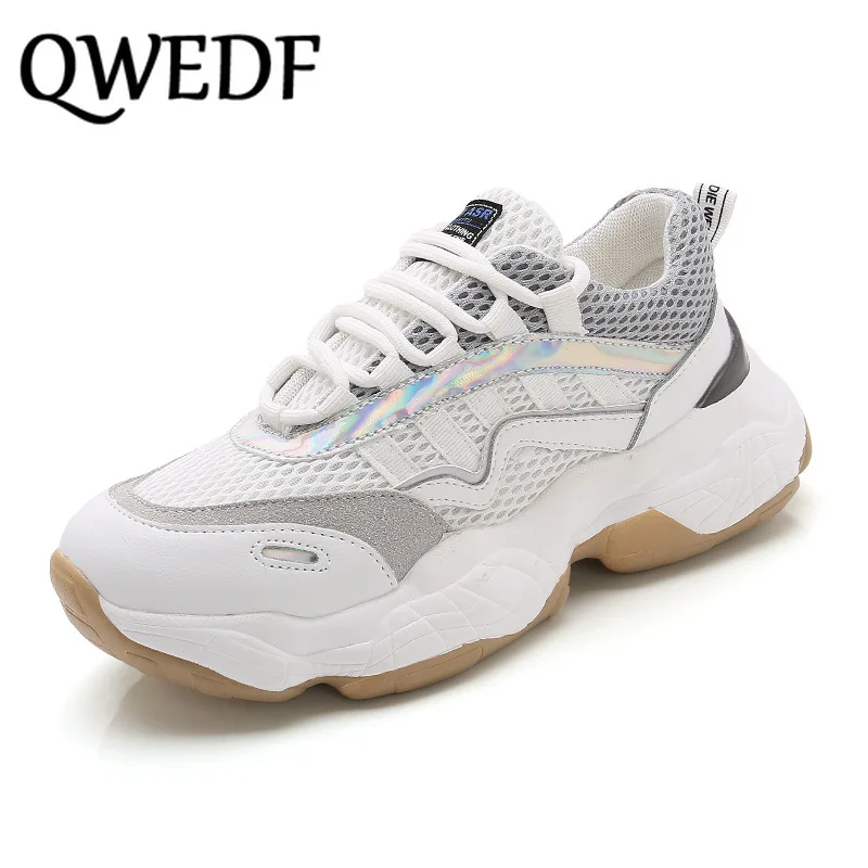 QWEDF Women's Chunky Sneakers Fashion Women Platform Shoes Lace Up Breathable Air Vulcanize Female Trainers G5-90 | Обувь