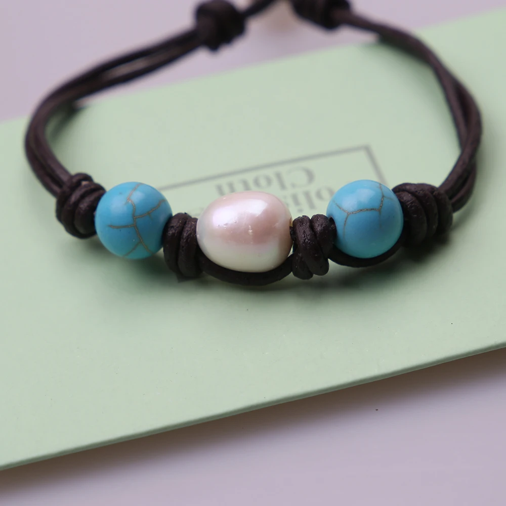 Браслет с синими камнями браслет из натурального жемчуга для женщин шнур