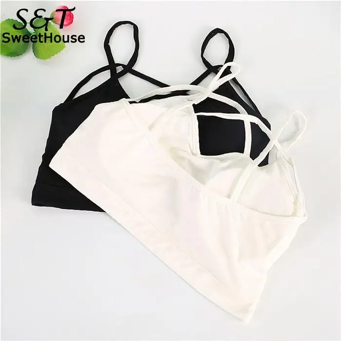 Женский Повседневный Топ без бретелек рукавов на тонких бретельках белый черный