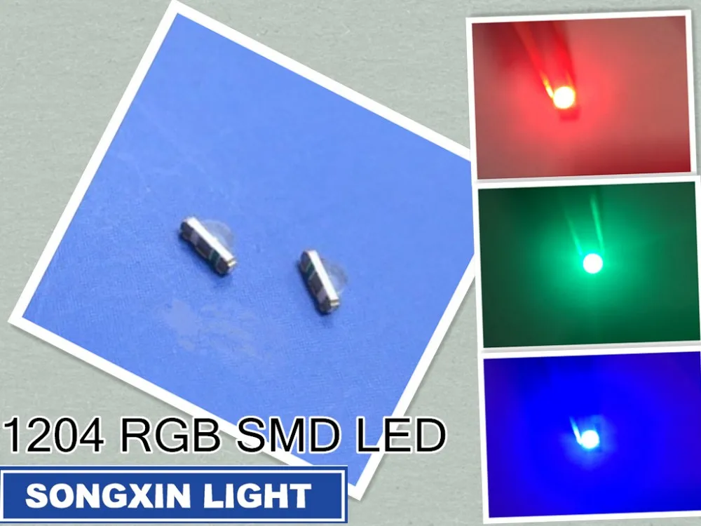 50 шт. XIASONGXIN светильник 3216 3010 3016 1206 прямоугольный боковой обзор RGB 1204 Прозрачный